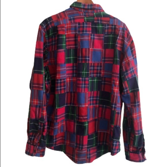 Vtg Rare Polo Ralph Lauren Patchwork Tartan Plaid Flannel Workshirt XXL 2XL - Picture 11 of 15